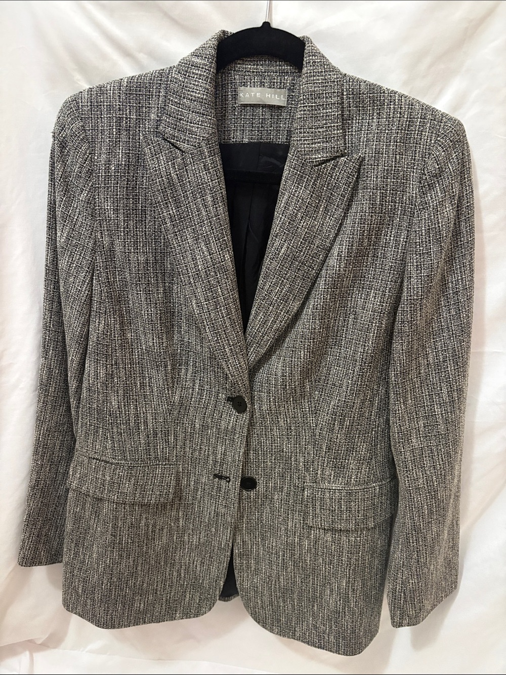 Kate Hill Black and Gray Tweed Blazer